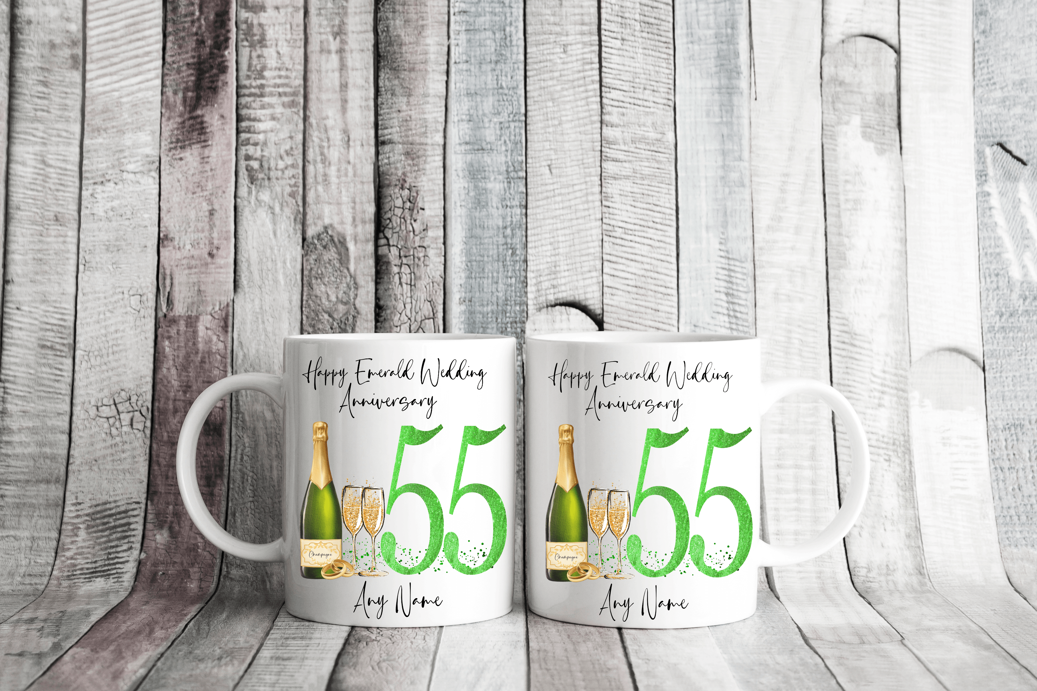 Personalised Emerald Anniversary Mug Set