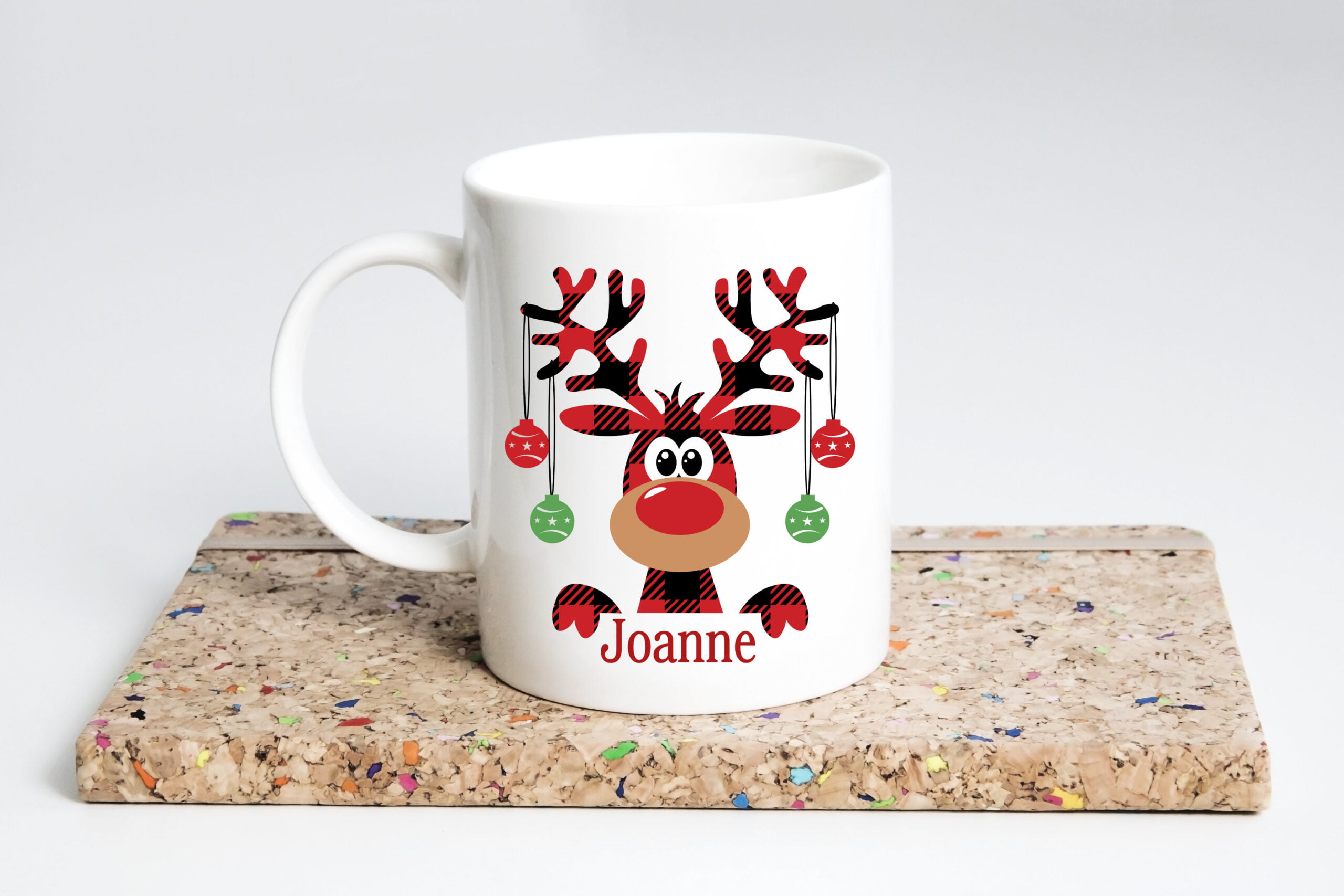 Personalised Plaid Reindeer Mug 