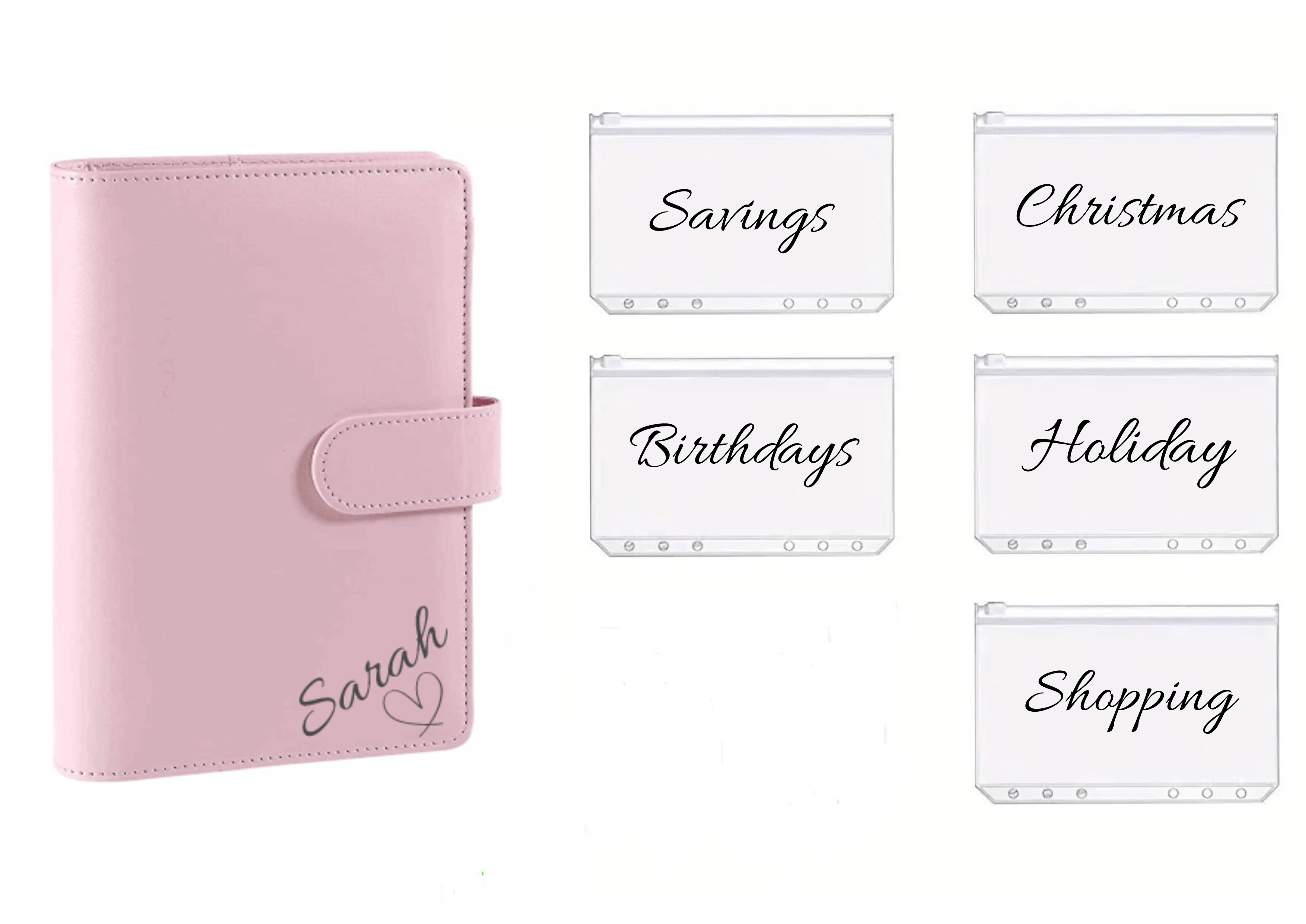 Personalised pink budget binder